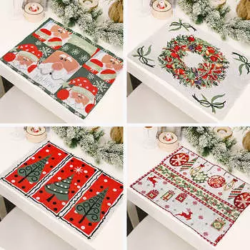 Рождественские салфетки для стола Подставка под столовую посуду Тарелка для еды Подставка под тарелку Рождественский ужин Декор