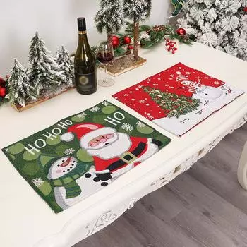 Рождественские салфетки со снеговиком, рождественские коврики для столовых приборов, декор для столовой, термостойкие коврики для рождественского стола Type 4