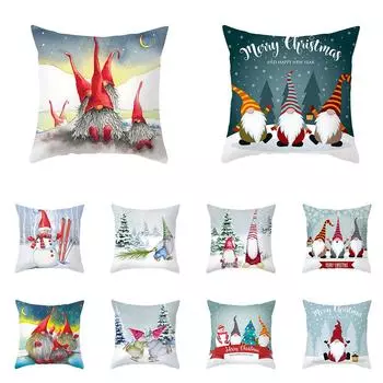 Рождественские сани с принтом гнома, чехол для подушки, украшение для дома, гостиной, дивана, наволочка 40X40CM