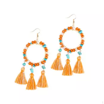 Рождественские серьги Charm Boho Design Exaggerated Dangle Drop для путешествий оранжевый