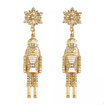 Рождественские серьги для женщин Щелкунчик Пуссеты Милый Праздник белый