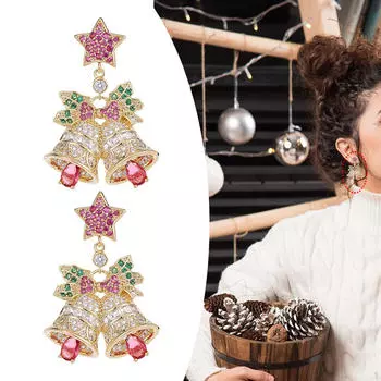 Рождественские серьги-колокольчики для подарков на Рождество и День святого Валентина для пар, повседневная одежда чёрный