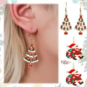 Рождественские серьги, модные креативные рождественские украшения, праздничные памятные серьги, подарок One Size красный