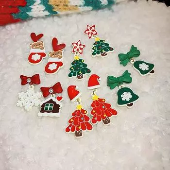 Рождественские серьги с бантиком в виде снежинки, модные нишевые дизайнерские серьги, рождественские аксессуары, серьги