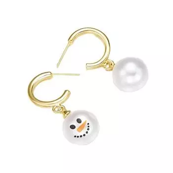 Рождественские серьги в виде снежинок, жемчужные рождественские серьги-подвески, модные серьги в виде снеговика для женщин Style D