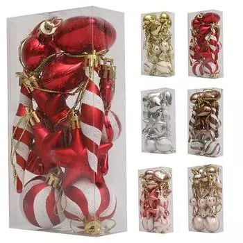 Рождественские шары, украшения 13 шт./компл., подвесная подвеска в виде сердца, конфеты, звезда, украшение для дома 2025, подарки на Новый год Навидад