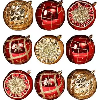 Рождественские шары, упаковка 9 штук, небьющиеся рождественские подвесные шары, золотые рождественские шары для праздничного свадебного декора