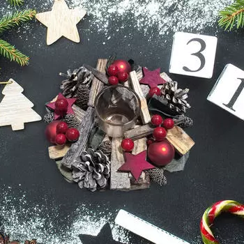 Рождественские шишки, ягоды, подсвечник, подставка, украшение, подсвечник для свечей Rectangle