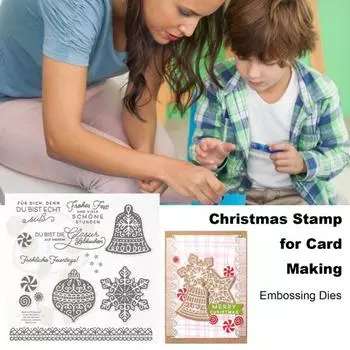 Рождественские штампы для изготовления открыток Металлические штампы для тиснения Многоразовые силиконовые штампы для альбомов «сделай сам» Скрапбукинг Фестивали Поздравительная открытка E