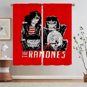 Рождественские шторы для дверей Ramones Bedroom Curtains 2 Pieces Chiffon Curtain for Children s Room Blackout Blind Tentacles Home W50xH70cmx2pcs-CL