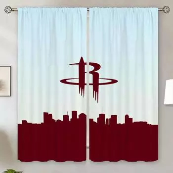 Рождественские шторы для гостиной H-Hou-ston Rock-kets Modern 2024 Black Out Curtains Salon 2 Pieces Curtain Blackout Curtain 100% W50xH70cmx2pcs-CL