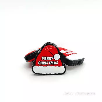 Рождественские силиконовые бусины в красной шляпе. Бусины-ручки. Pack 10