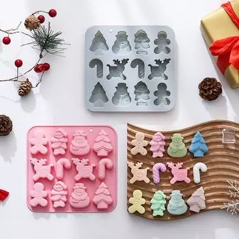 Рождественские силиконовые формы для шоколада, конфет, выпечки, ручной работы, Санта-Клаус, снеговик, рождественская елка, пряничный человечек