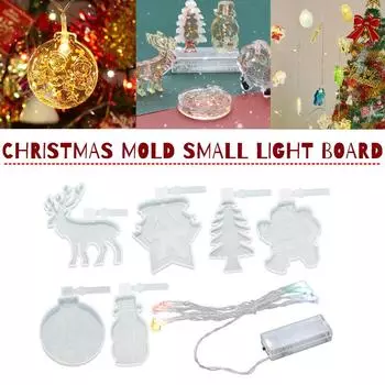 Рождественские силиконовые формы из смолы, рождественская елка, Санта-форма с гирляндой волшебного света