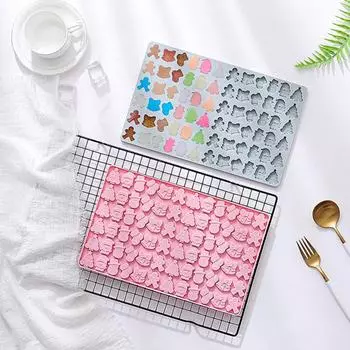 Рождественские силиконовые формы Мини-рождественские формы с 72 полостями Устойчивы к высоким/низким температурам Легко моются в посудомоечной машине Форма для помадки для шоколадных конфет синий