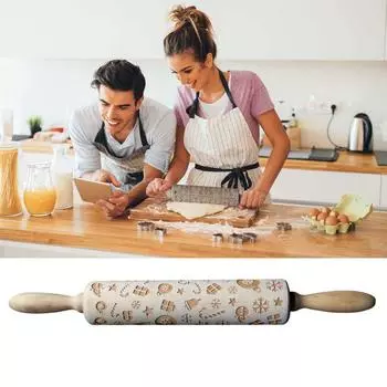 Рождественские скалки с гравировкой и резным тиснением по дереву скалка кухонный инструмент