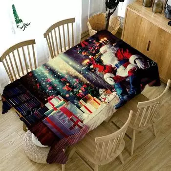 Рождественские скатерти с Санта-Клаусом, прямоугольные скатерти для домашней вечеринки, свадебный камин, устойчивые к пятнам декоративные аксессуары 40x70cm15x27inch