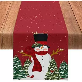 Рождественские скатерти Снеговик Праздничные скатерти Зимние Рождественские украшения для стола Домашний кухонный стол Товары для вечеринок 150x33cm59x13inch