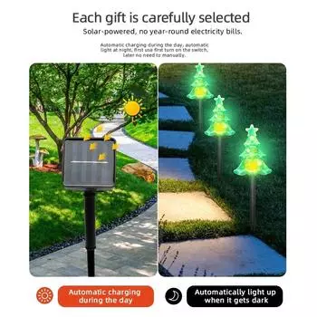 Рождественские снежинки Светодиодные солнечные ландшафтные светильники Звезда Рождественская елка Гирлянда для дома и улицы Украшение газона