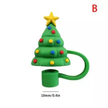 Рождественские соломенные чехлы, милые силиконовые соломенные насадки, многоразовые пыленепроницаемые многоразовые соломенные чехлы, украшения, праздничный подарок as the picture