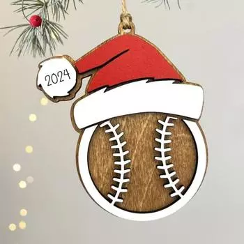 Рождественские спортивные украшения, деревянные спортивные мячи, подвесные украшения, баскетбол, бейсбол, волейбол, теннис, многослойные деревянные украшения для украшения дома, елки, спортсмены F