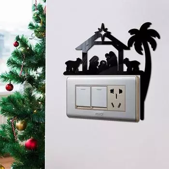 Рождественские стереоскопические настенные наклейки для украшения переключателей DIY Home Самоклеящиеся акриловые зеркала