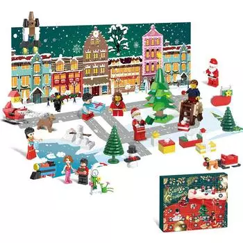 Рождественские строительные блоки на 2023 год, игрушки, адвент-календарь обратного отсчета на 24 дня, слепая коробка