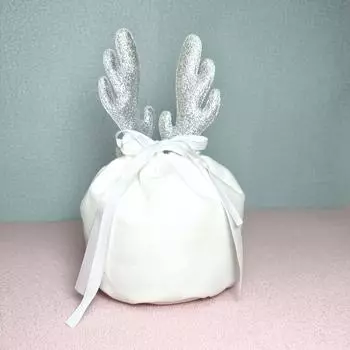 Рождественские сумки для конфет в виде рогов лося, бархатная подарочная сумка с завязкой, креативная упаковка для подарков на свадьбу, день рождения, рождественскую вечеринку, конфеты, ювелирные украшения 20x15cm света кофе