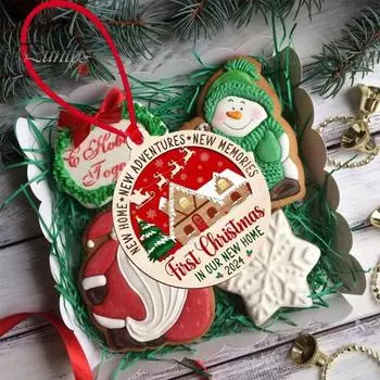 Рождественские свадебные украшения Наши первые рождественские свадебные украшения Элегантные деревянные рождественские украшения для пар Уникальная идея рождественского подарка B