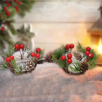 Рождественские свечи, кольца, гирлянды, практичные износостойкие украшения для стола в деревенском стиле