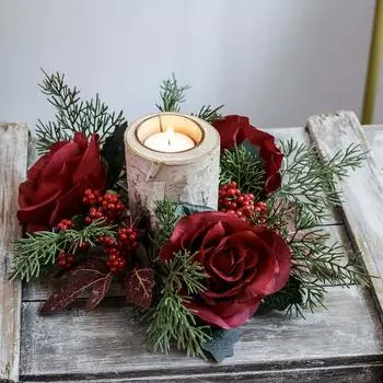 Рождественские свечи Кольца Венок Искусственные растения Колонна Центральная свеча Настольный праздник H2U7 Red-1pcs