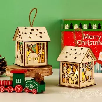 Рождественские светодиодные деревянные мини-персонализированные украшения для дома, экологически чистые светящиеся размеры, подсветка елочного кулона C