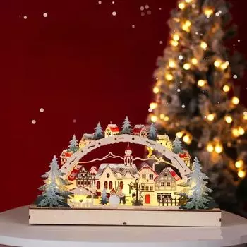 Рождественские светодиодные фонарики из дерева Мостовые огни Украшения Рождественская деревня Торговые центры Витрины магазинов Рождественские декорации