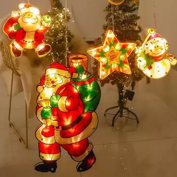 Рождественские светодиодные гирлянды на присосках: Оформление окон торговых центров и баров Small airplane old man