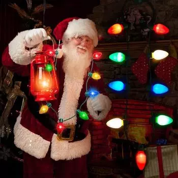 Рождественские светодиодные огни, светящиеся лампочки, ожерелье, рождественские украшения, украшение на елку, Навидад 2024, новогодний подарок