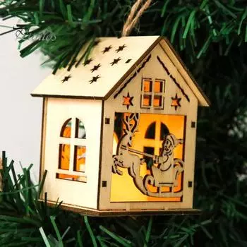 Рождественские светодиодные украшения для деревянного дома, экологически чистые светящиеся мини-размеры, персонализация, подсветка, подвеска в виде дерева