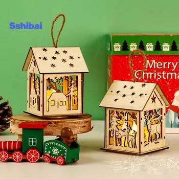 Рождественские светодиодные украшения для деревянного дома, экологически чистые светящиеся мини-размеры, персонализация, подсветка, подвеска в виде дерева One Size D