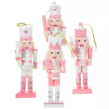 Рождественские тапочки Подвеска Щелкунчик Уличные украшения Рождественские Щелкунчики Сказочные огни Наклейки розовый