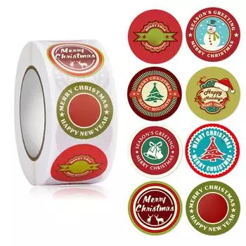 Рождественские тематические этикетки-печати для конвертов, круглые наклейки, самоклеящиеся наклейки для скрапбукинга, самодельные поделки, подарочная упаковка, декор