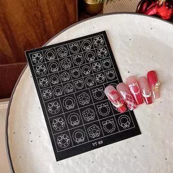 Рождественские тематические трафареты для аэрографии для ногтей Рождественская елка Снеговик Колокольчик Лось Узор Полые шаблоны наклеек для ногтей A5