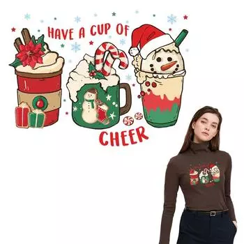 Рождественские термоклеевые нашивки Cheer, наклейки для одежды, аппликация, термоклейкая передача, сделай сам, художественные ремесла, гладильные нашивки для одежды