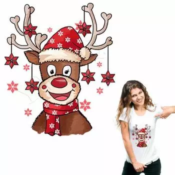 Рождественские термопаши, милый рождественский олень, сделай сам, теплопередающие моющиеся термостойкие наклейки на одежду, джинсовые значки, одежда