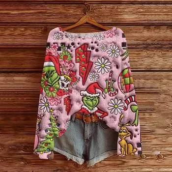 Рождественские толстовки для детей, вязаные свитера для мальчиков и девочек, симпатичные рубашки, осенние свитера с круглым вырезом, топы 120