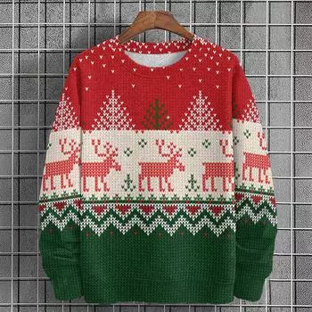 Рождественские толстовки для мужчин с принтом лося 3D, с длинным рукавом, мужская одежда, осенний фестиваль, повседневные большие толстовки с капюшоном, мужские топы 6XL