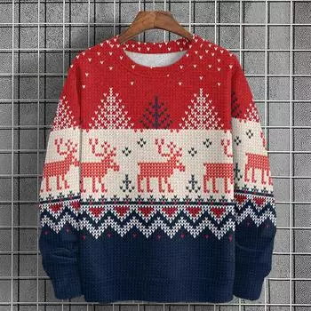 Рождественские толстовки для мужчин с принтом лося 3D, с длинным рукавом, мужская одежда, осенний фестиваль, повседневные большие толстовки с капюшоном, мужские топы S