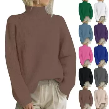 Рождественские толстовки для женщин Вязаный свитер Милая рубашка Осенний свитер с круглым вырезом Топы L чёрный