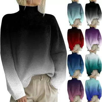 Рождественские толстовки для женщин Вязаный свитер Милая рубашка Осенняя водолазка Пуловер Топы L чёрный