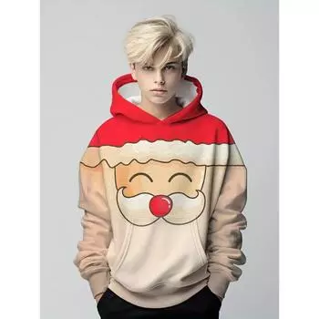 Рождественские толстовки с капюшоном с принтом Санта-Клауса на 3D-принте для детей, уличная одежда для девочек и мальчиков, детские толстовки с длинным рукавом, осенне-зимняя одежда 160cm