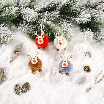 Рождественские товары, милый плюшевый кулон в виде лося, войлочный олень, подвесной рождественский кулон с оленем красный