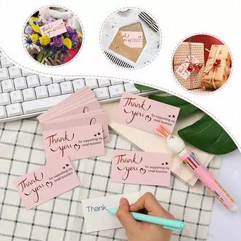 Рождественские товары Поздравительные открытки Спасибо Розовые наклейки Упаковка X139 A03-50pcs-5.4x9cm